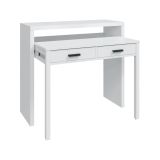 Scrivania lineare bianca lucida e antracite 98x36cm con 2 cassetti - Andriy