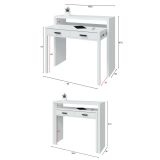 Scrivania lineare bianca lucida e antracite 98x36cm con 2 cassetti - Andriy