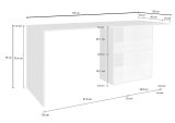 Scrivania lineare bianca lucida e ardesia 110x50cm con supporto pc - Antioco