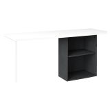 Scrivania lineare bianca lucida e ardesia 110x50cm con supporto pc - Antioco