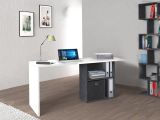 Scrivania lineare bianca lucida e ardesia 110x50cm con supporto pc - Antioco