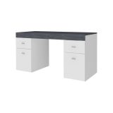 Scrivania lineare bianca lucida e ardesia 130x60cm con 1 cassetto - Aladdin