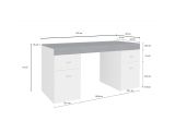 Scrivania lineare bianca lucida e ardesia 130x60cm con 1 cassetto - Aladdin