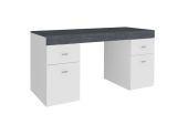 Scrivania lineare bianca lucida e ardesia 130x60cm con 1 cassetto - Aladdin