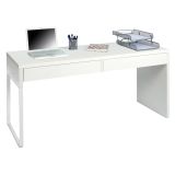 Scrivania lineare bianca opaca 138x50cm con 2 cassetti - Cerere