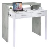 Scrivania lineare cemento e bianca 98x36cm con 2 cassetti - Andriy