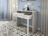 Scrivania lineare cemento e bianca 98x36cm con 2 cassetti - Andriy