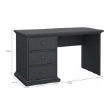 Scrivania lineare grigia 130x61cm con 3 cassetti - Agia
