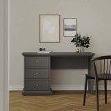 Scrivania lineare grigia 130x61cm con 3 cassetti - Agia
