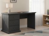 Scrivania lineare grigia 130x61cm con 3 cassetti - Agia