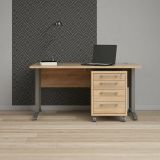 Scrivania lineare grigia e quercia 150x80cm con 3 cassetti - Azzaro