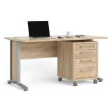 Scrivania lineare grigia e quercia 150x80cm con 3 cassetti - Azzaro