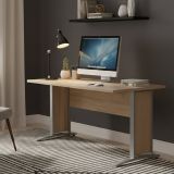 Scrivania lineare grigia e quercia 150x80cm in legno - Ascorbato