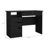 Scrivania lineare nera 109x48cm con 3 cassetti - Franklin