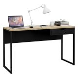 Scrivania lineare nera 130x48cm con 1 cassetto - Gil
