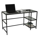 Scrivania lineare nera 130x60cm con piano in vetro - Ameglia