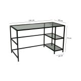 Scrivania lineare nera 130x60cm con piano in vetro - Ameglia