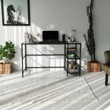 Scrivania lineare nera 130x60cm con piano in vetro - Ameglia