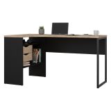 Scrivania lineare nera e rovere 145x81cm con 2 cassetti - Moire
