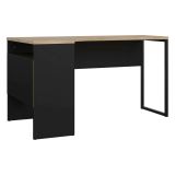 Scrivania lineare nera e rovere 145x81cm con 2 cassetti - Moire