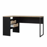Scrivania lineare nera e rovere 145x81cm con 2 cassetti - Moire