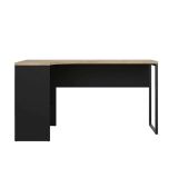 Scrivania lineare nera e rovere 145x81cm con 2 cassetti - Moire