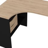 Scrivania lineare nera e rovere 145x81cm con 2 cassetti - Moire