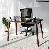 Scrivania lineare noce 110x60cm con piano in vetro - Melita