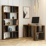 Scrivania lineare noce e antracite 120x60cm con libreria - Atene