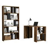 Scrivania lineare noce e antracite 120x60cm con libreria - Atene