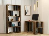 Scrivania lineare noce e antracite 120x60cm con libreria - Atene