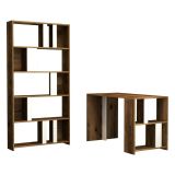 Scrivania lineare noce e bianca 120x60cm con libreria - Atene