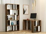 Scrivania lineare noce e bianca 120x60cm con libreria - Atene