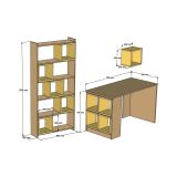 Scrivania lineare noce e bianca 120x65cm con libreria - Hongyu