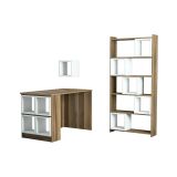 Scrivania lineare noce e bianca 120x65cm con libreria - Hongyu