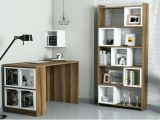 Scrivania lineare noce e bianca 120x65cm con libreria - Hongyu