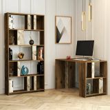 Scrivania lineare noce e bianca marmo 120x60cm con libreria - Atene