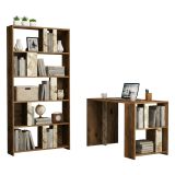 Scrivania lineare noce e bianca marmo 120x60cm con libreria - Atene