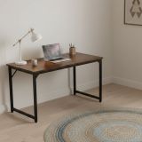 Scrivania lineare noce e nera 58x128cm in metallo e legno - Agliopi