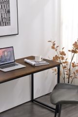 Scrivania lineare noce e nera 58x128cm in metallo e legno - Agliopi