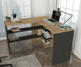Scrivania lineare quercia e antracite 120x120cm - Emiliana