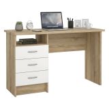 Scrivania lineare quercia e bianca 120x48cm con 3 cassetti - Andre