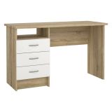 Scrivania lineare quercia e bianca 120x48cm con 3 cassetti - Andre