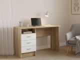 Scrivania lineare quercia e bianca 120x48cm con 3 cassetti - Andre