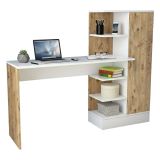 Scrivania lineare quercia e bianca 152x40cm con libreria - Angaga