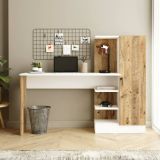 Scrivania lineare quercia e bianca 152x40cm con libreria - Angaga