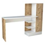 Scrivania lineare quercia e bianca 152x40cm con libreria - Angaga