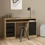 Scrivania lineare quercia e nera 126x55cm con 3 cassetti - Shanshan