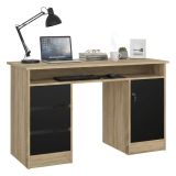 Scrivania lineare quercia e nera 126x55cm con 3 cassetti - Shanshan