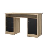 Scrivania lineare quercia e nera 126x55cm con 3 cassetti - Shanshan